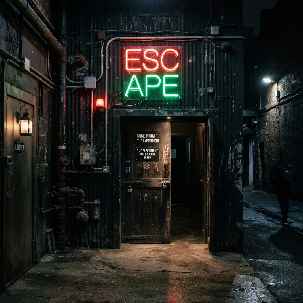 Enseigne néon dans un escape room